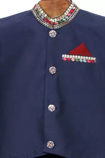 Blue  plain cotton  kurta pyjama set