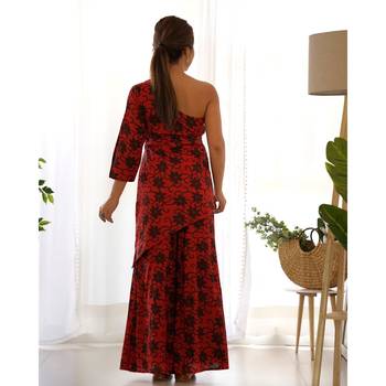 Red one shoulder kurta palazzo set 2