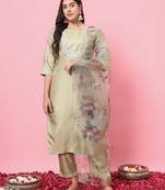  women kurta and trousers pant set silk blend