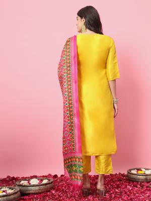   women kurta and trousers pant set silk blend 2