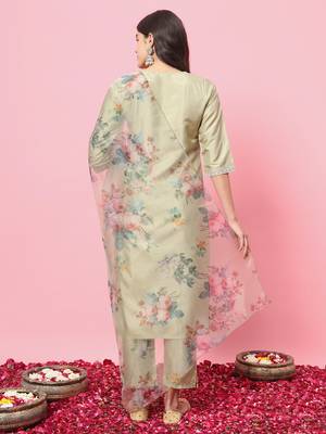   women kurta and trousers pant set silk blend 2