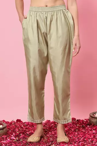   women kurta and trousers pant set silk blend