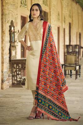   women kurta and trousers pant set silk blend 1