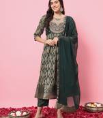  women flared kurta and trousers pant set cotton silk blend
