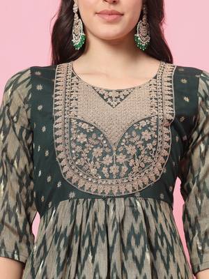  women flared kurta and trousers pant set cotton silk blend 3