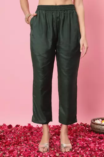  women flared kurta and trousers pant set cotton silk blend