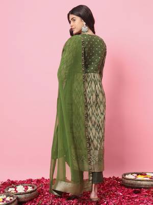  women flared kurta and trousers pant set cotton silk blend 2