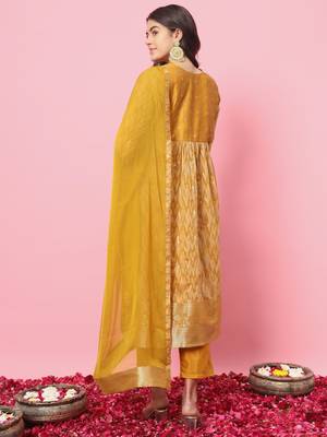  women flared kurta and trousers pant set cotton silk blend 2