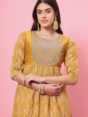  women flared kurta and trousers pant set cotton silk blend 3