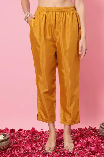  women flared kurta and trousers pant set cotton silk blend