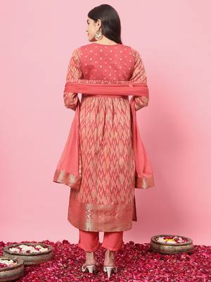  women flared kurta and trousers pant set cotton silk blend 2