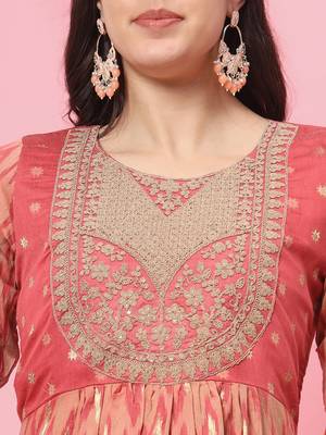  women flared kurta and trousers pant set cotton silk blend 3