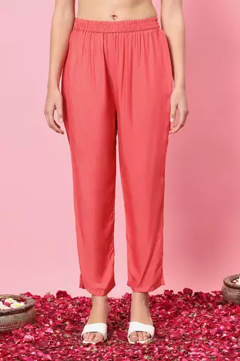  women flared kurta and trousers pant set cotton silk blend