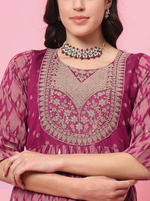  women flared kurta and trousers pant set cotton silk blend 3
