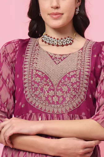  women flared kurta and trousers pant set cotton silk blend