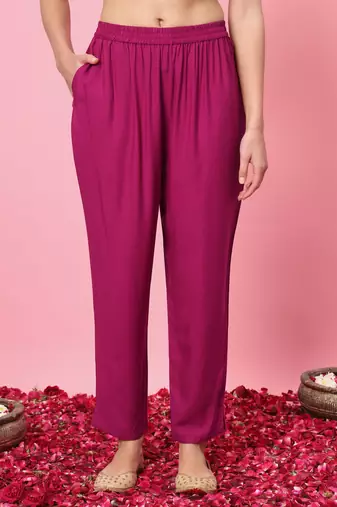  women flared kurta and trousers pant set cotton silk blend
