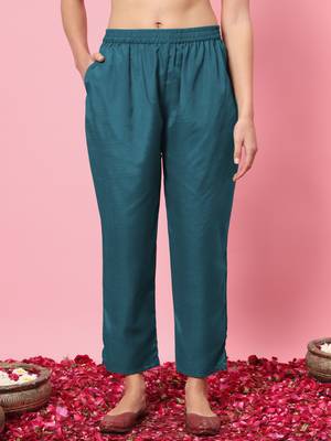  women flared kurta and trousers pant set cotton silk blend 4