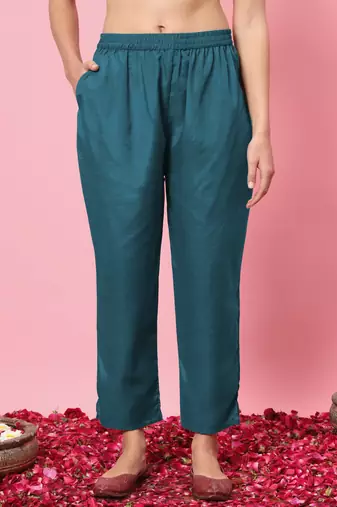  women flared kurta and trousers pant set cotton silk blend