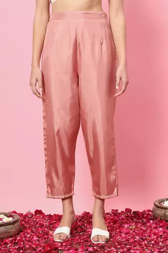   women kurta and trousers pant set silk blend