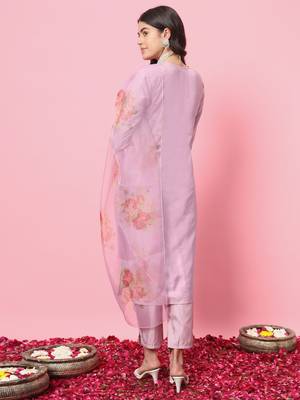   women kurta and trousers pant set silk blend 2