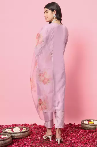   women kurta and trousers pant set silk blend