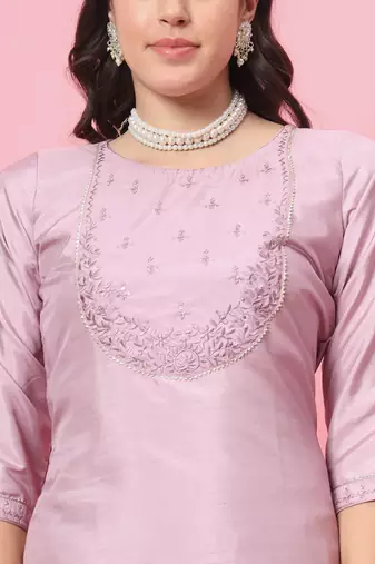   women kurta and trousers pant set silk blend