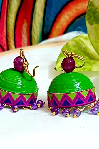 Quilled hanging  jhumkas 9