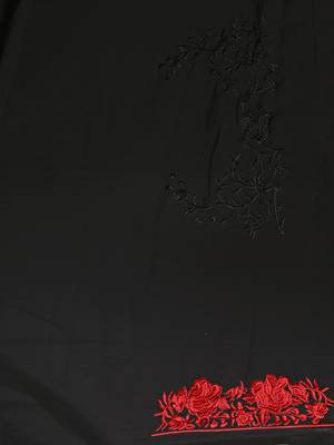 Black red heavy resham embroidery work georgette saree 2