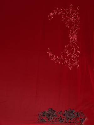Maroon heavy resham embroidery work georgette saree 2