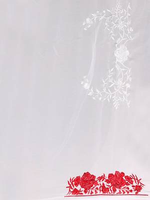 White red heavy resham embroidery work georgette saree 2