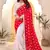 Red white heavy resham embroidery work georgette saree