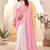Pink white heavy resham embroidery work georgette saree