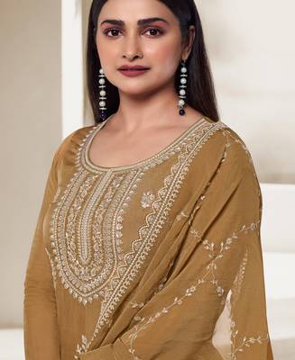 Mustard Cotton Blend Dori Embroidered Salwar Suit Set 2