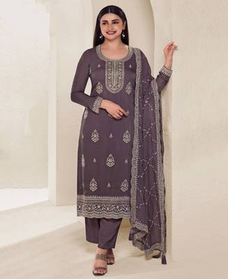 Lilac Organza Dori Embroidered Salwar Kameez Set 1