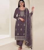 Lilac Organza Dori Embroidered Salwar Kameez Set