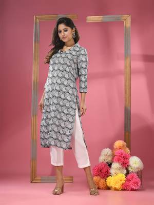 Black printed crepe kurta 3