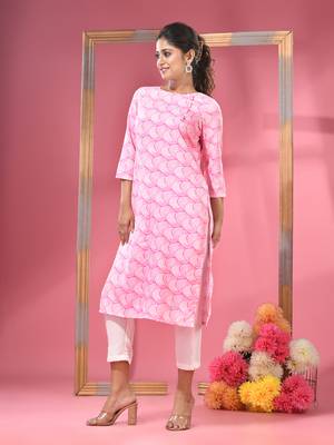 Pink printed crepe kurta 3