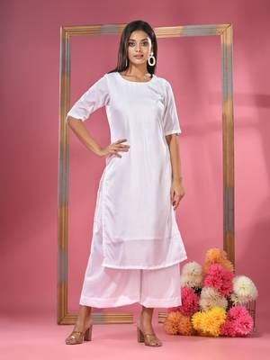 White rayon solid kurta 2