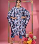 Multicolour printed dola silk kaftan kurta