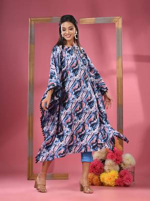 Multicolour printed dola silk kaftan kurta 2