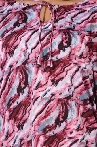 Multicolour printed dola silk kaftan kurta