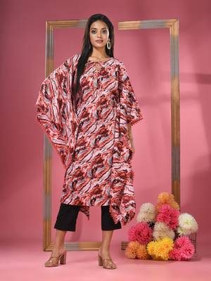 Multicolour printed dola silk kaftan kurta 1
