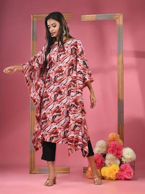 Multicolour printed dola silk kaftan kurta 2