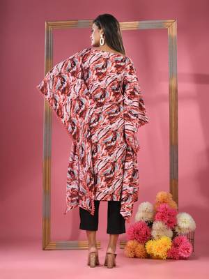 Multicolour printed dola silk kaftan kurta 4