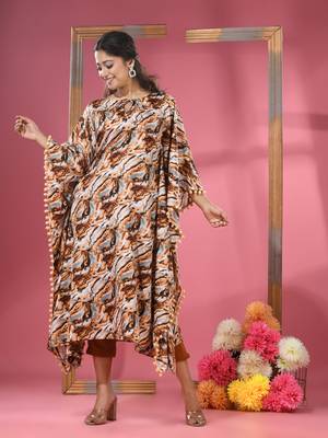 Multicolour printed dola silk kaftan kurta 2