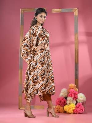 Multicolour printed dola silk kaftan kurta 3