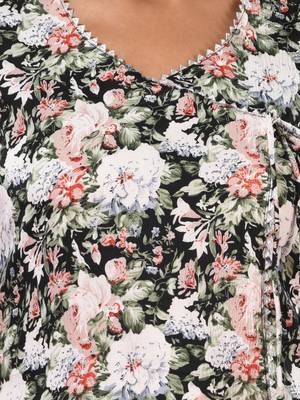 Black crepe floral printed angrakha kurta 5