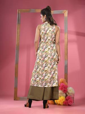 Yellow georgette floral printed kurta 4