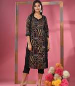 Black crepe printed kurta
