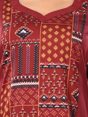 Maroon crepe printed kurta 5